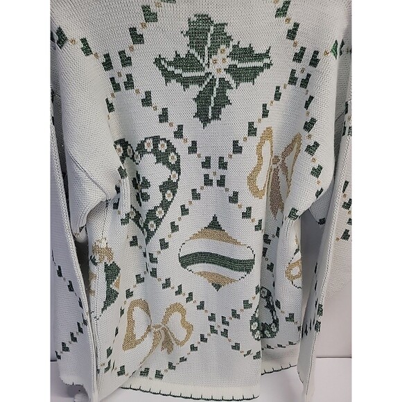 Vtg 80s 90s Holiday Time Lurex Blend METALLIC Blue Ugly Christmas Sweater M - Picture 10 of 12